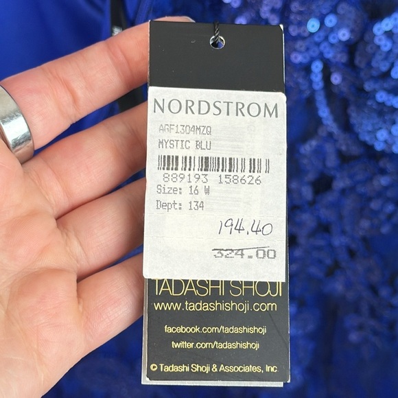 NWT Tadashi Shoji Sequin Dress In Mystic Blue Size 16W - Picture 14 of 15